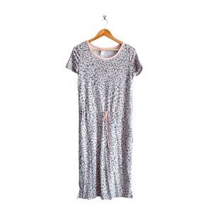 7th Ray Womens Lounge Dress Sleepwear Drawstring Animal Print Pink Medium